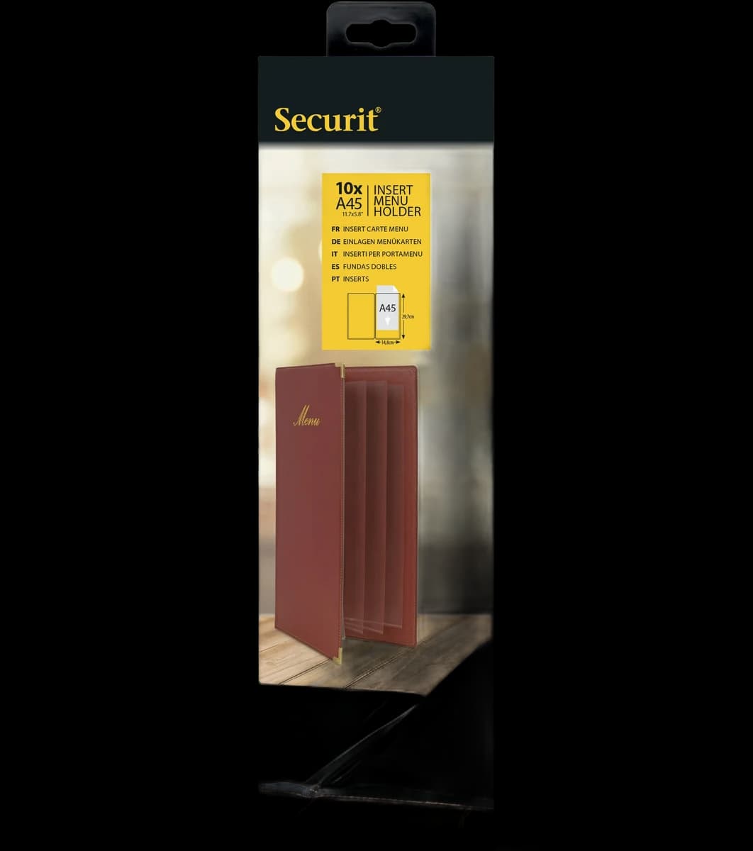 Securit® Lot de 10 Inserts pour Protège-menu A45