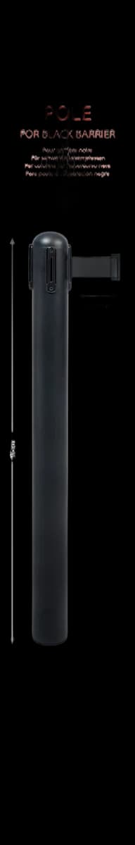 Securit® Pied Poteau d'accueil Rétractable - Noir - 90cm - Bande nylon 200cm Noire (Socle RS-RT-BL-C9 non inclus)