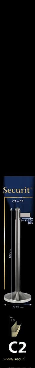 Securit® Pied Poteau d'accueil Rétractable - Chrome - 90cm - Bande nylon 205cm Grise (Socle RS-RT-RVS-C3 non inclus)