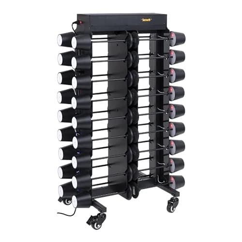 Securit® Chariot de chargement complet avec 36 Lampes de table "Féline" - Noir