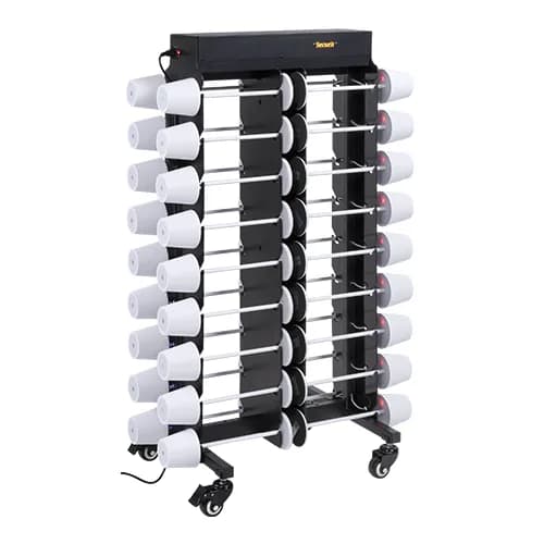 Securit® Chariot de chargement complet avec 36 Lampes de table "Féline" - Blanc