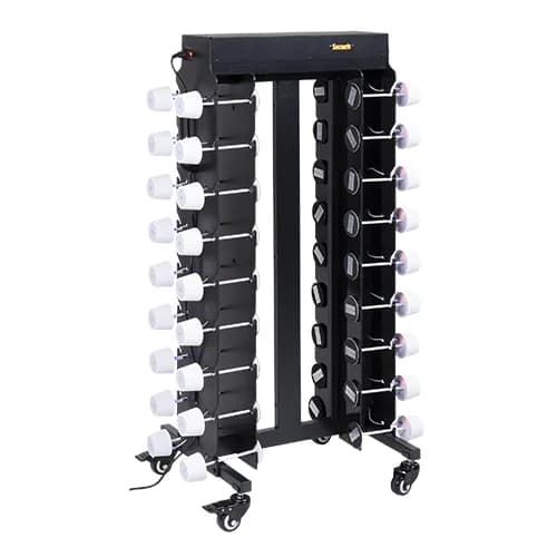 Securit® Chariot de chargement complet avec 36 Lampes de table "Monte Carlo" - Blanc