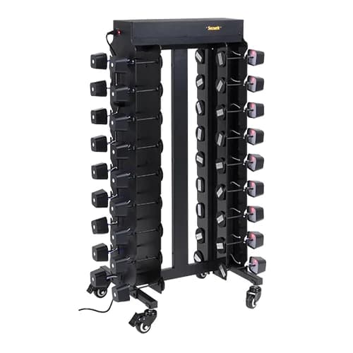 Securit® Chariot de chargement complet avec 36 Lampes de table "Malta" - Noir