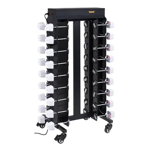 Securit® Chariot de chargement complet avec 36 Lampes de table "Malta" - Blanc