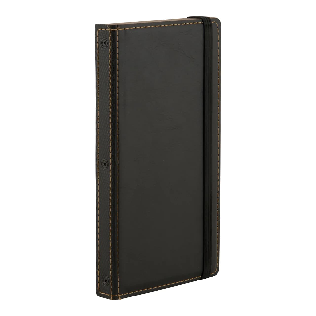 Securit® Portacompte LUXE sòcol fusta massissa, cuir negre, tancament elàstic