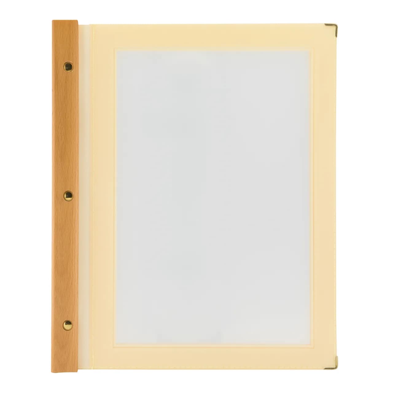 Securit® menukaarthouder A4 Wood beige/ivoor – 4 zichten – einde reeks