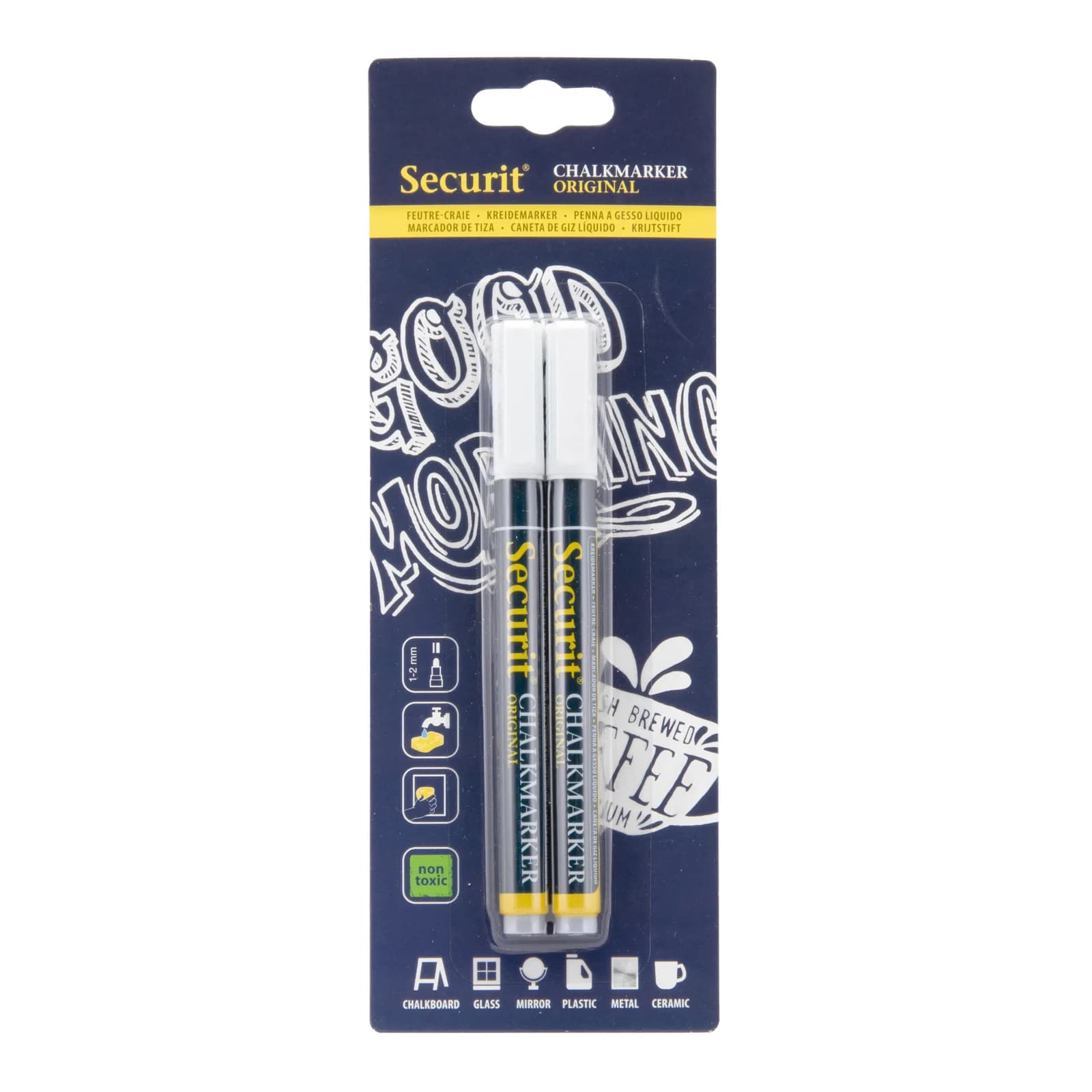 Securit® 2er-Set Flüssigkreide-Marker – Weiß – Spitze 1-2mm
