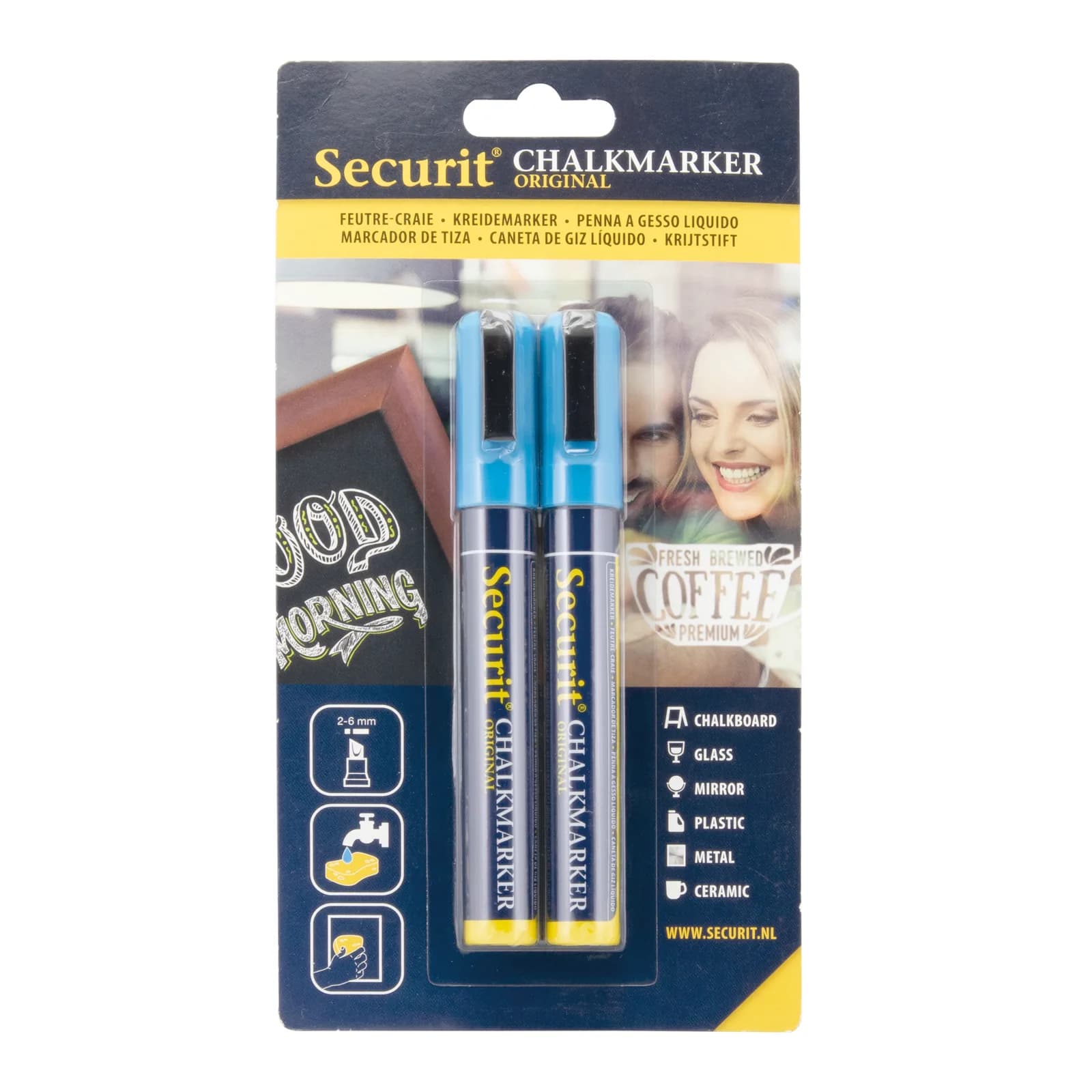 Securit® 2er-Set Flüssigkreide-Marker – Spitze 2-6mm