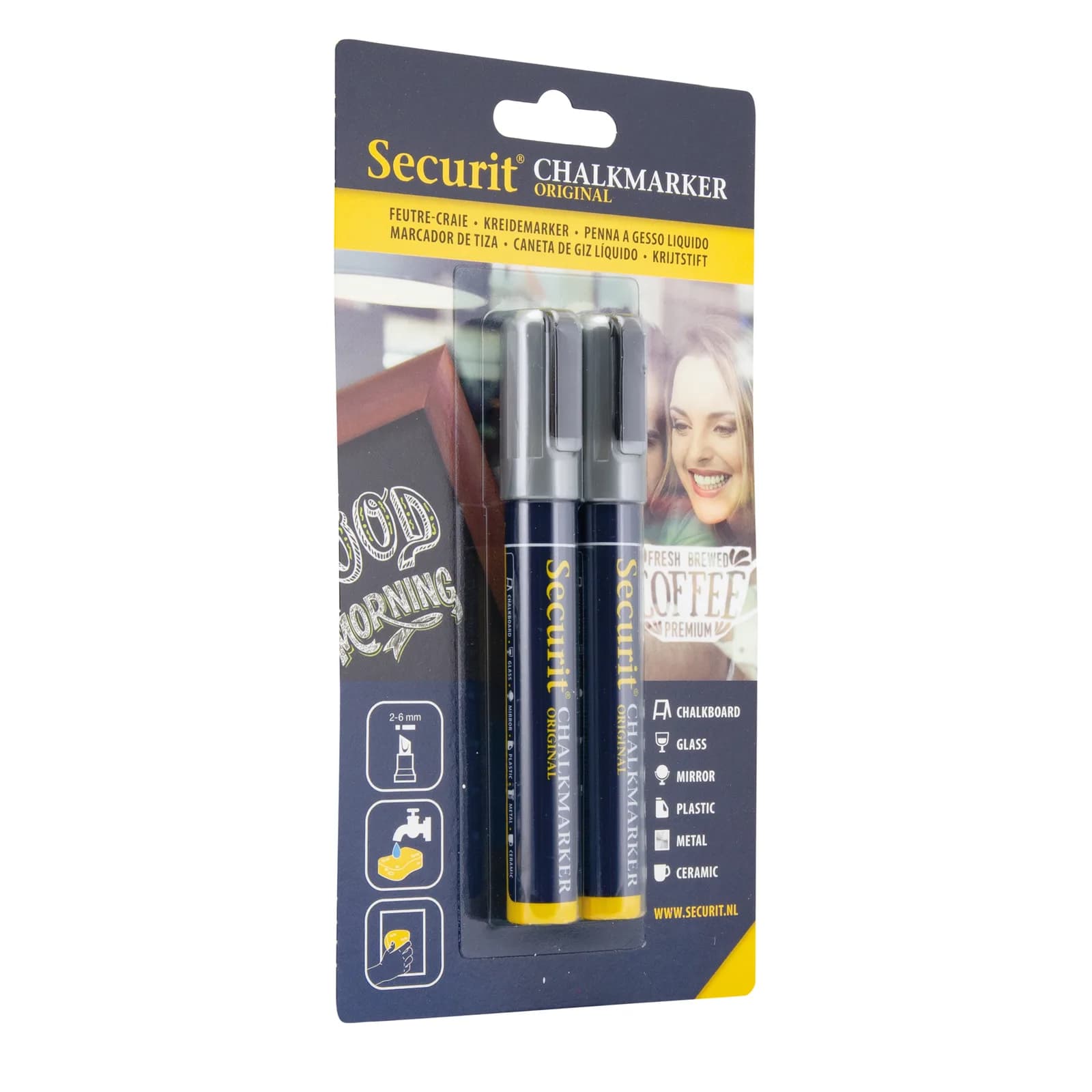 Securit® 2er-Set Flüssigkreide-Marker – Spitze 2-6mm