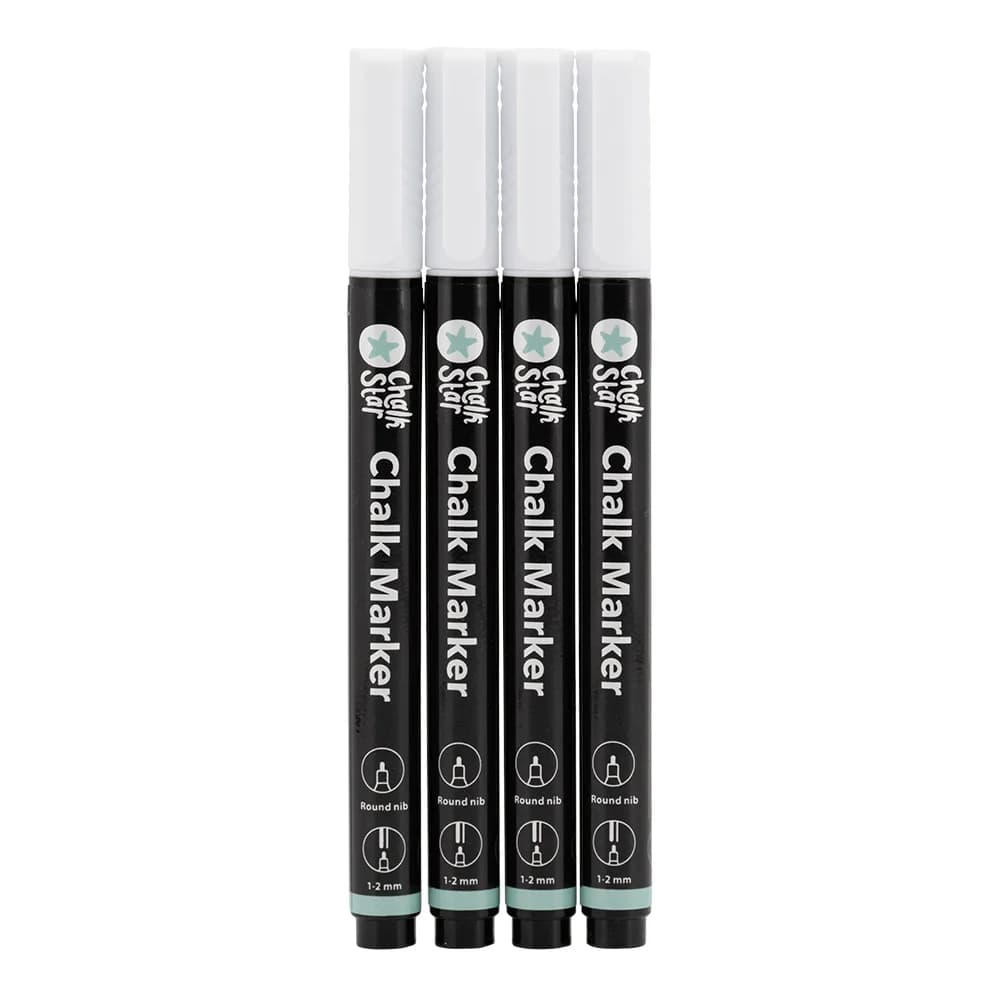 ChalkArt® Flüssigkreidemarker 4er Blister Weiß - Kugelspitze 1-2mm