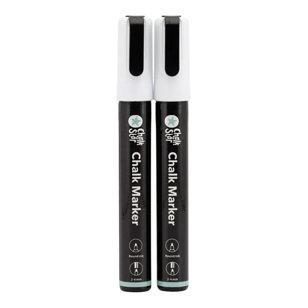 Chalkstar® Set van 2 vloeibare krijtstiften - Wit - Middelgrote punt