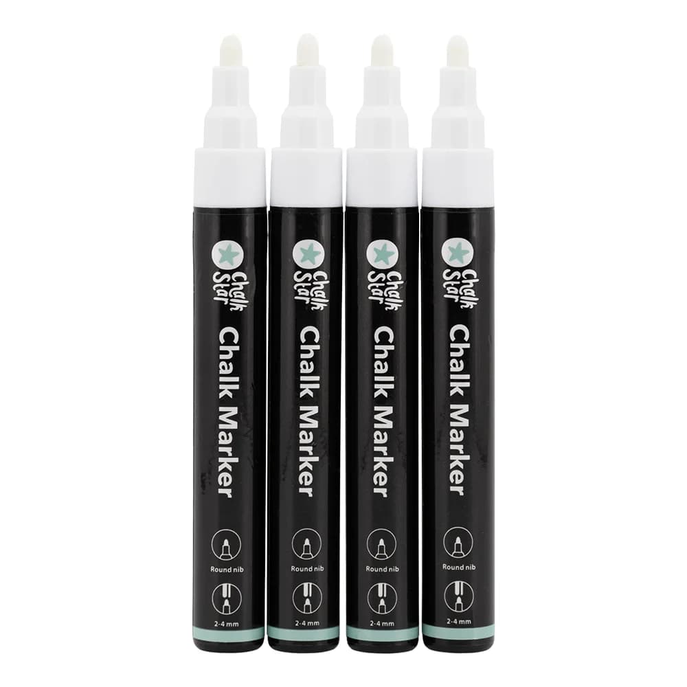 Chalkstar® Set van 4 vloeibare krijtstiften - Wit - Middelgrote punt