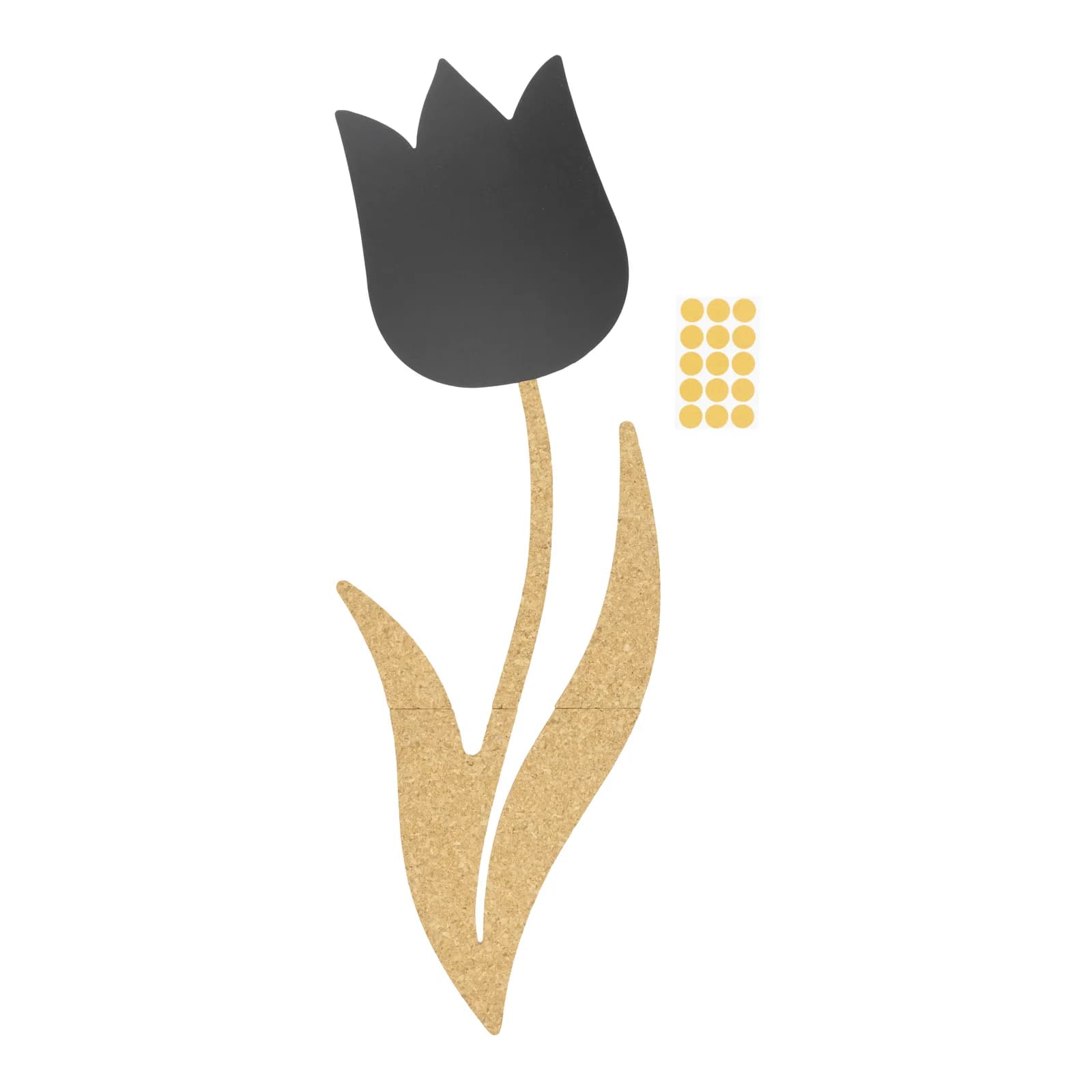 Securit® Lot de 4 Ardoises et tableaux muraux en liège - Silhouette Tulipe - Feutre-craie, punaise et ruban adhésif doub