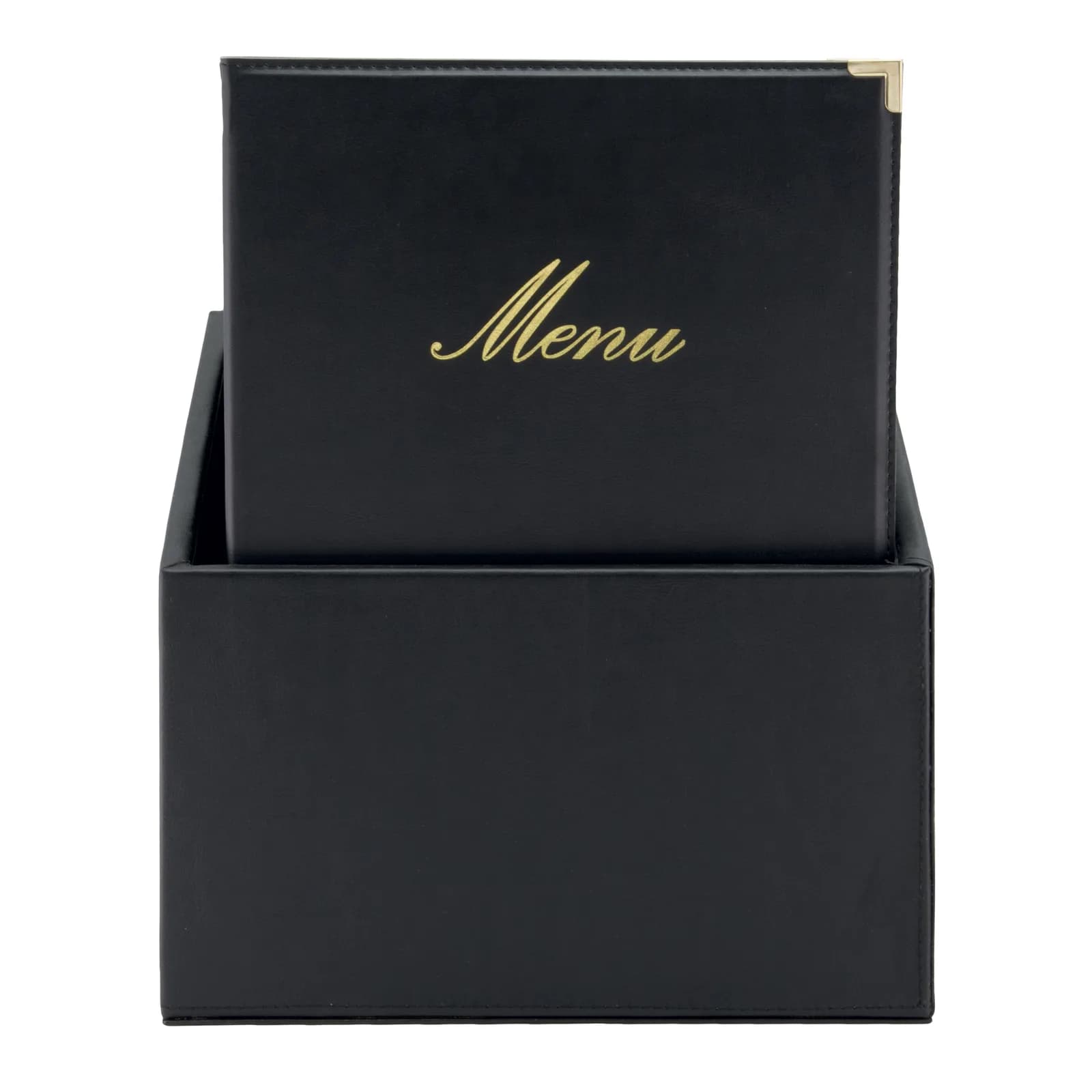 Securit® Classic menumappen — 20 × A4 zwart kunstleer vierzichten voor restaurant en hotel