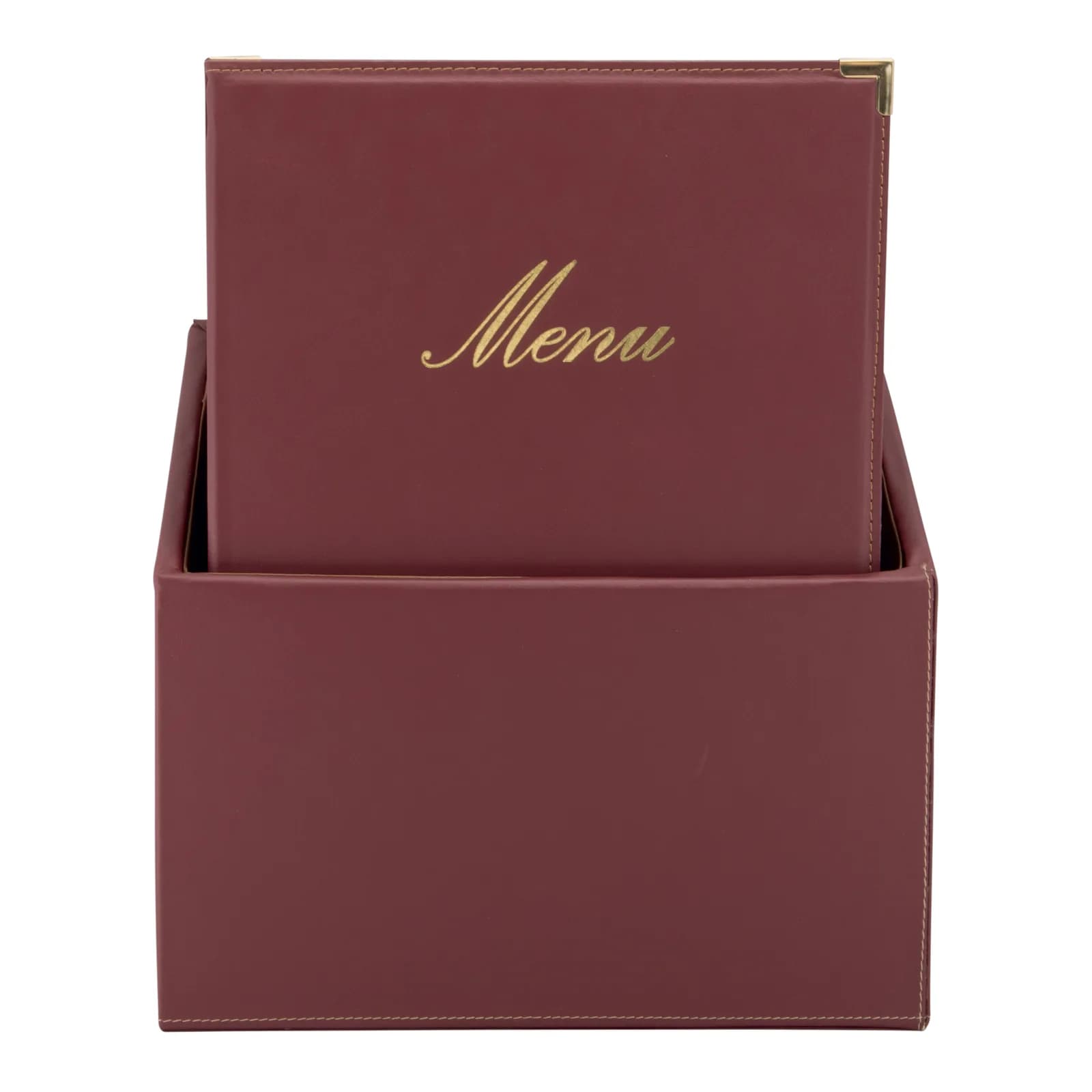 Securit® Classic menuhouderbox - 20 x A4 bordeaux kunstleer, 4 vakken