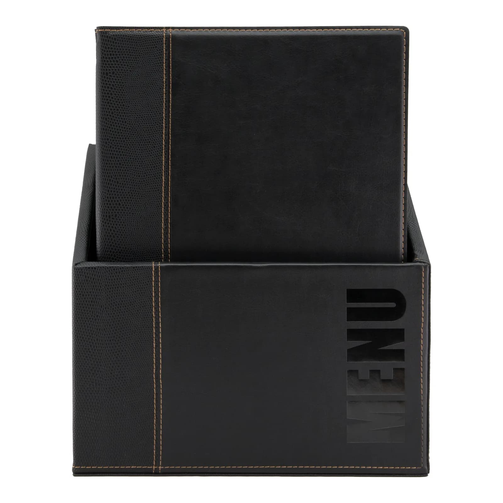 Securit® Menükarten Tendance Kunstleder A4 (20 Stück) mit Box Schwarz