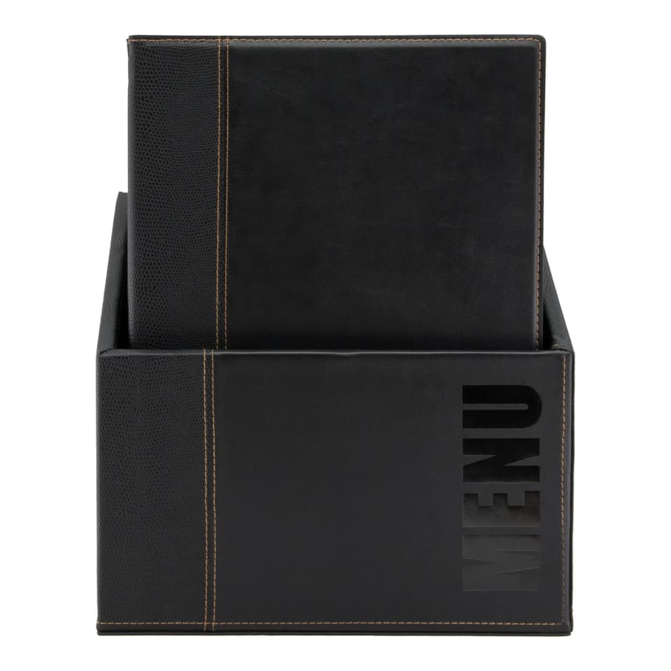 Securit® Menükarten Tendance Kunstleder A4 (20 Stück) mit Box Schwarz