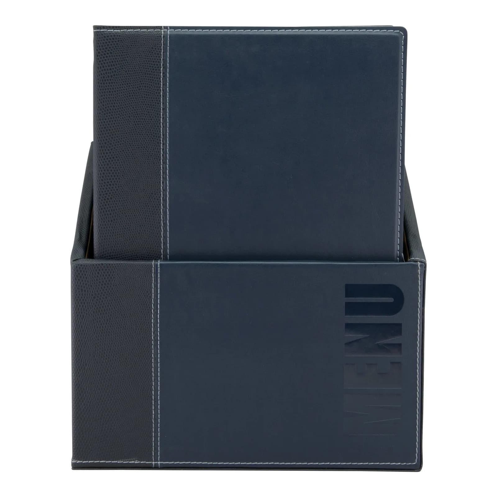 Securit® Trendy A4-menuhouderbox - 20 blauwe 4-vaks-houders in kunstleer