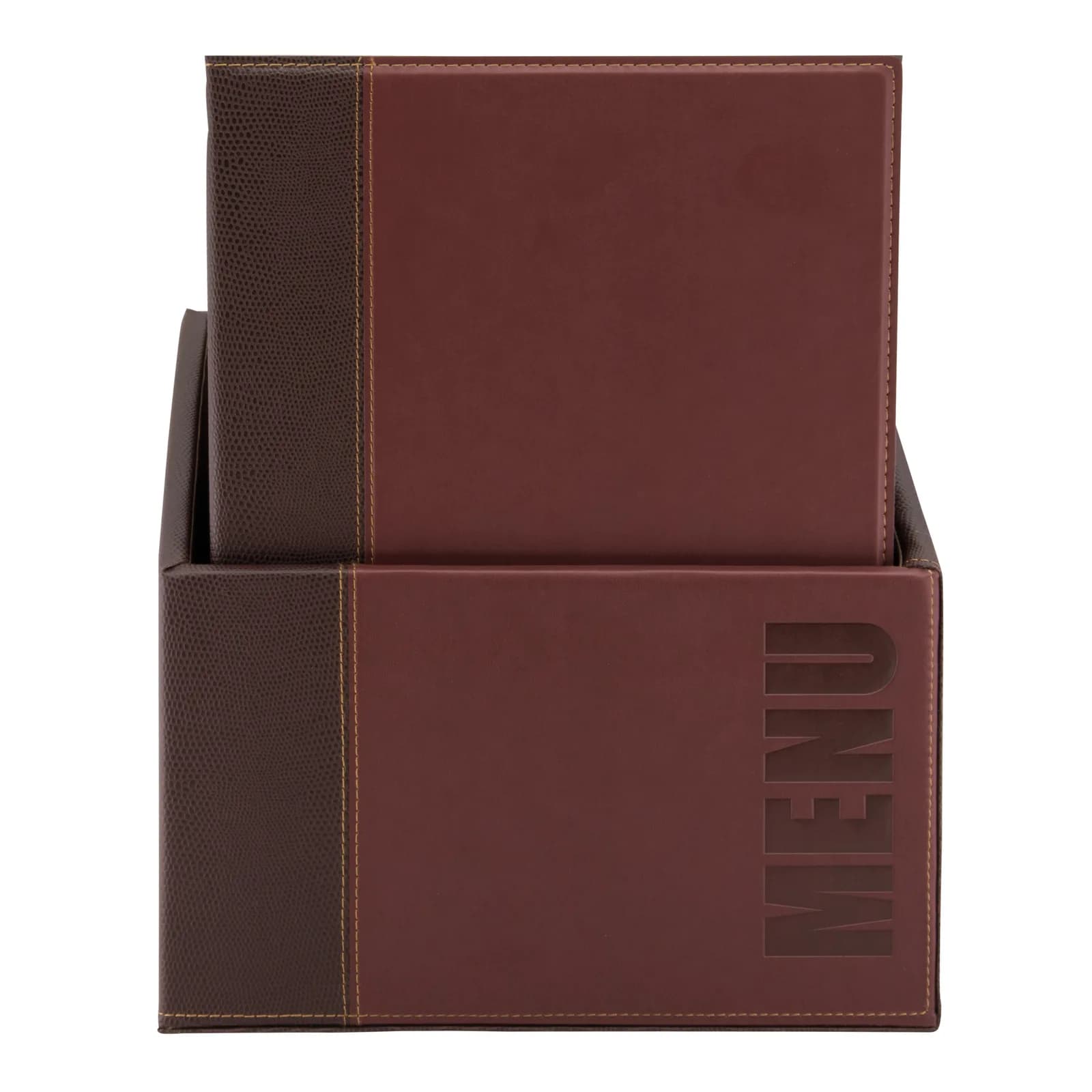 Securit® Trendy menuhouderbox - 20 x A4 bordeaux kunstleer 4 vakken