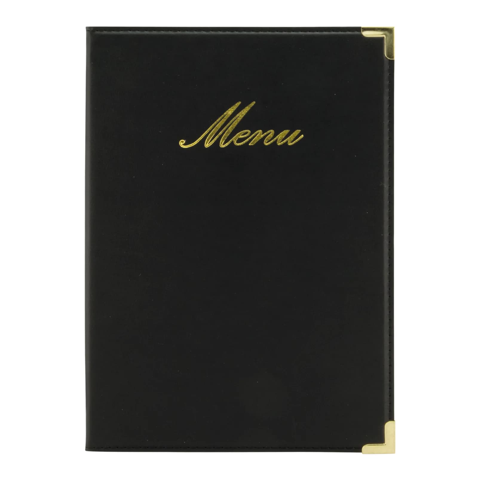 Securit® Protège-menu A5 "Classic" - Noir - Simili-cuir - 4 vues