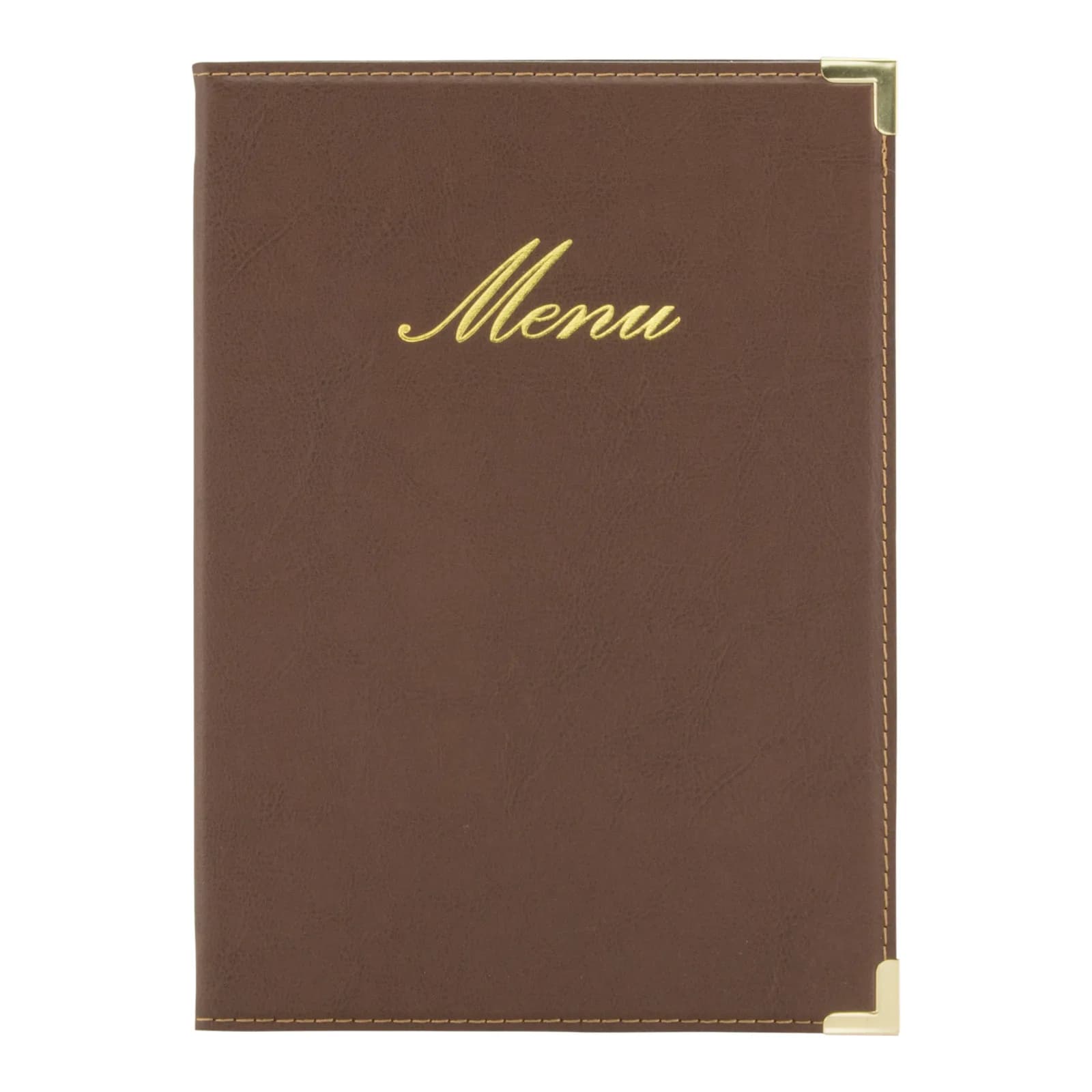 Securit® Protège-menu A5 "Classic" - Marron - Simili-cuir - 4 vues