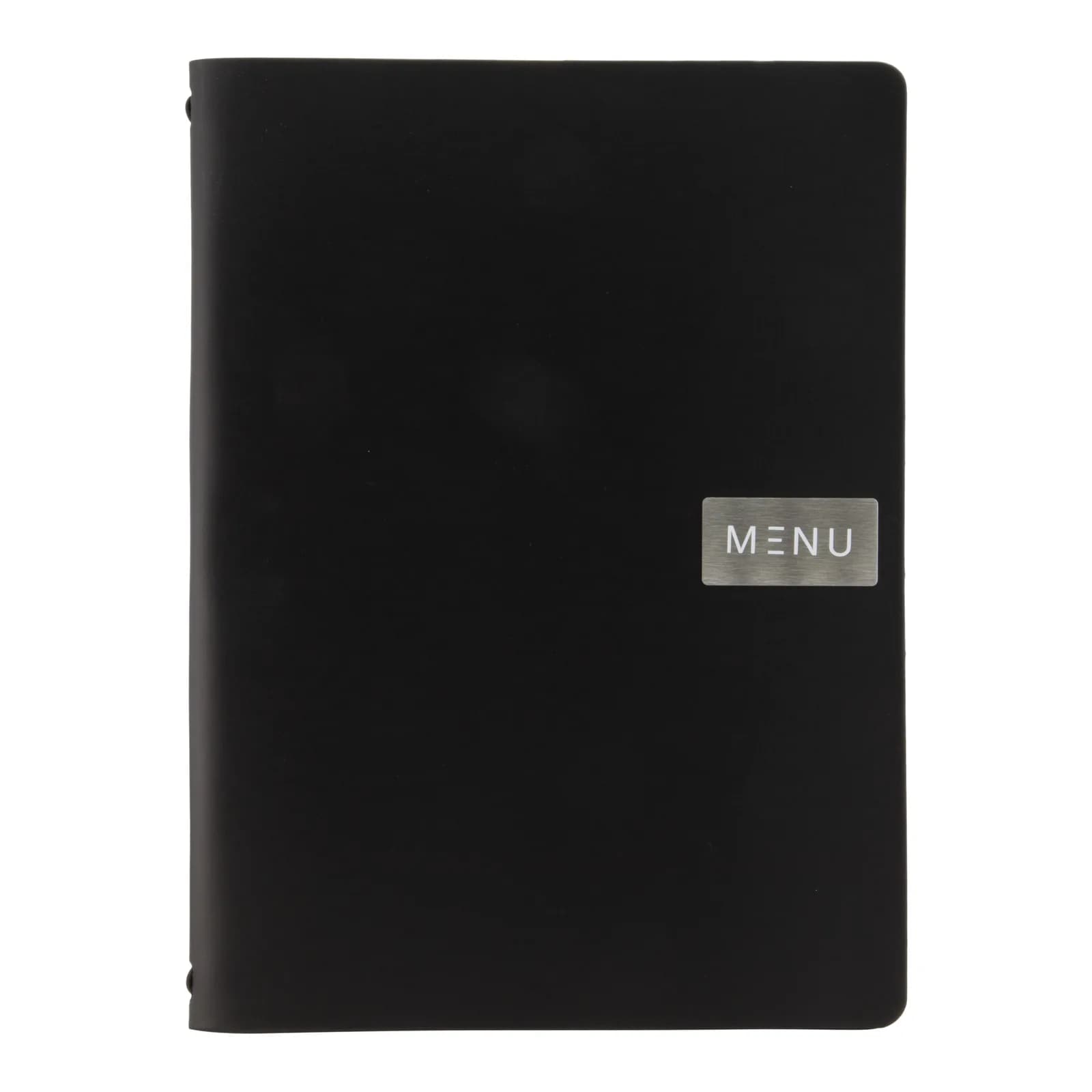 Securit® Carta menú 100% cuir aglomerat negre Royal A4, 1 insert (4 vistes)