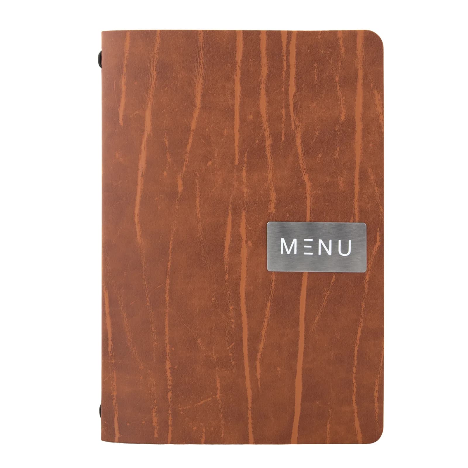 Securit® Protège-menu A5 "Leather" - Marron - Ligne "Ruga" - 100% cuir écologique - Plaque "Menu" + plaque vierge inclus