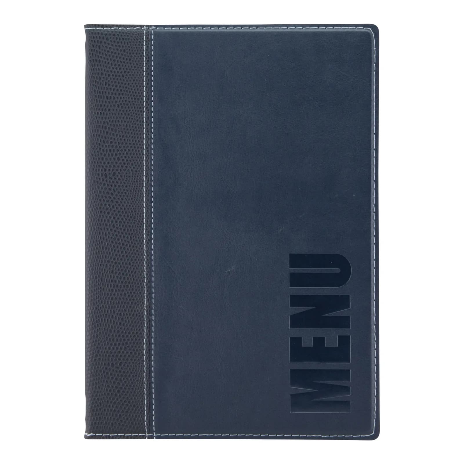 Securit® Protège-menu A5 "Trendy" - Bleu - Simili-cuir - 4 vues
