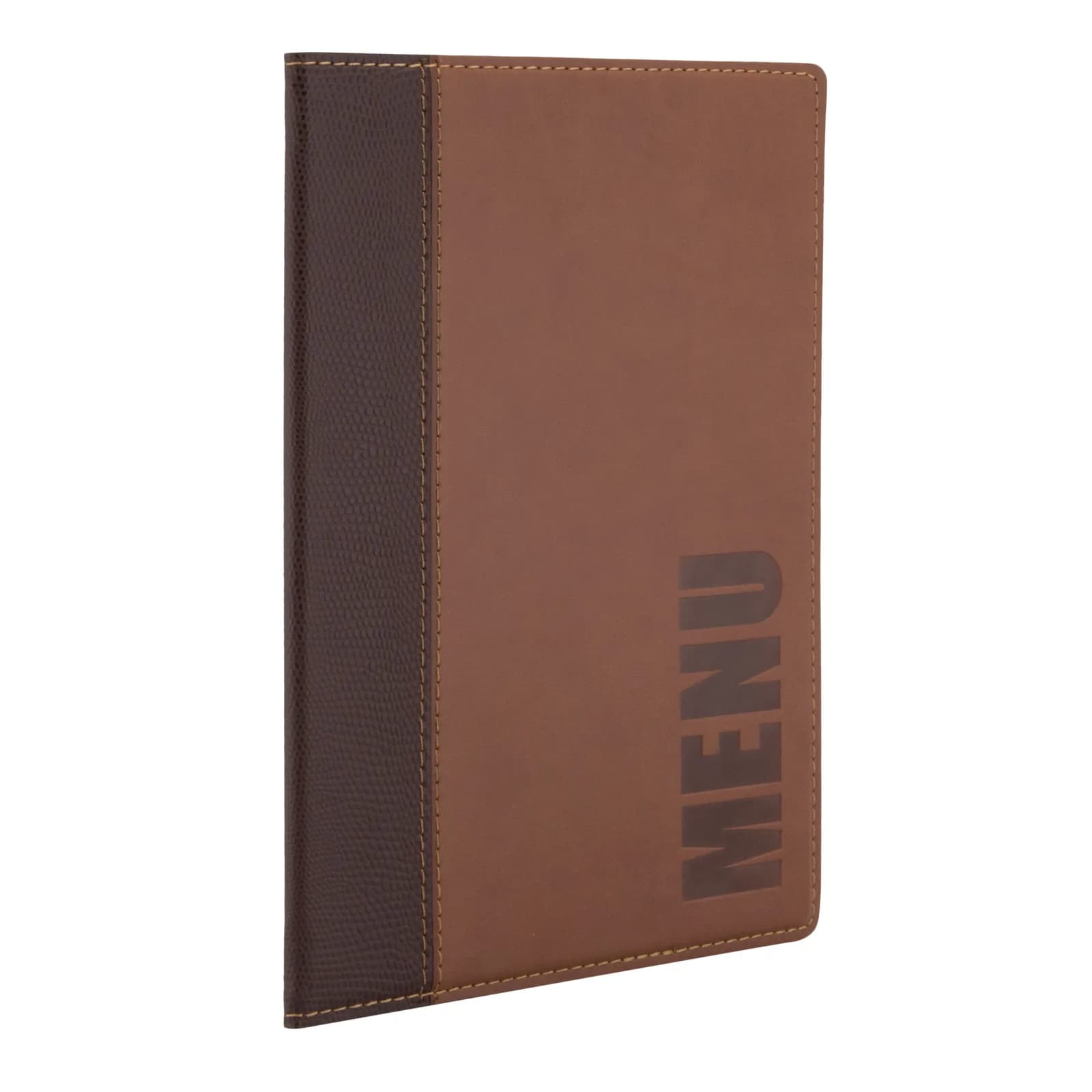 Securit® Protège-menu A5 "Trendy" - Marron - Simili-cuir - 4 vues