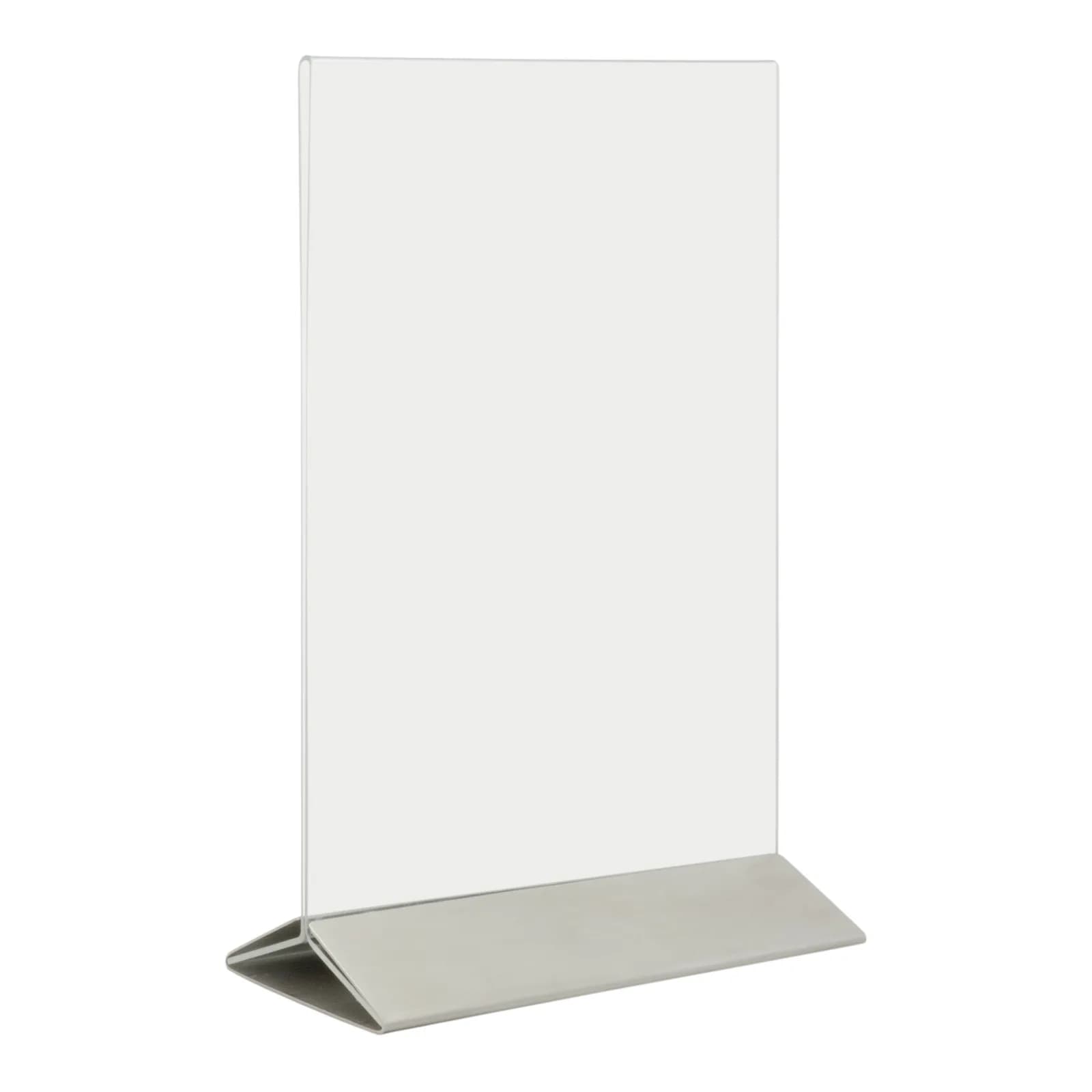 Securit® L-förmiger Tischaufsteller, Acryl transparent mit Aluminiumbasis, A5