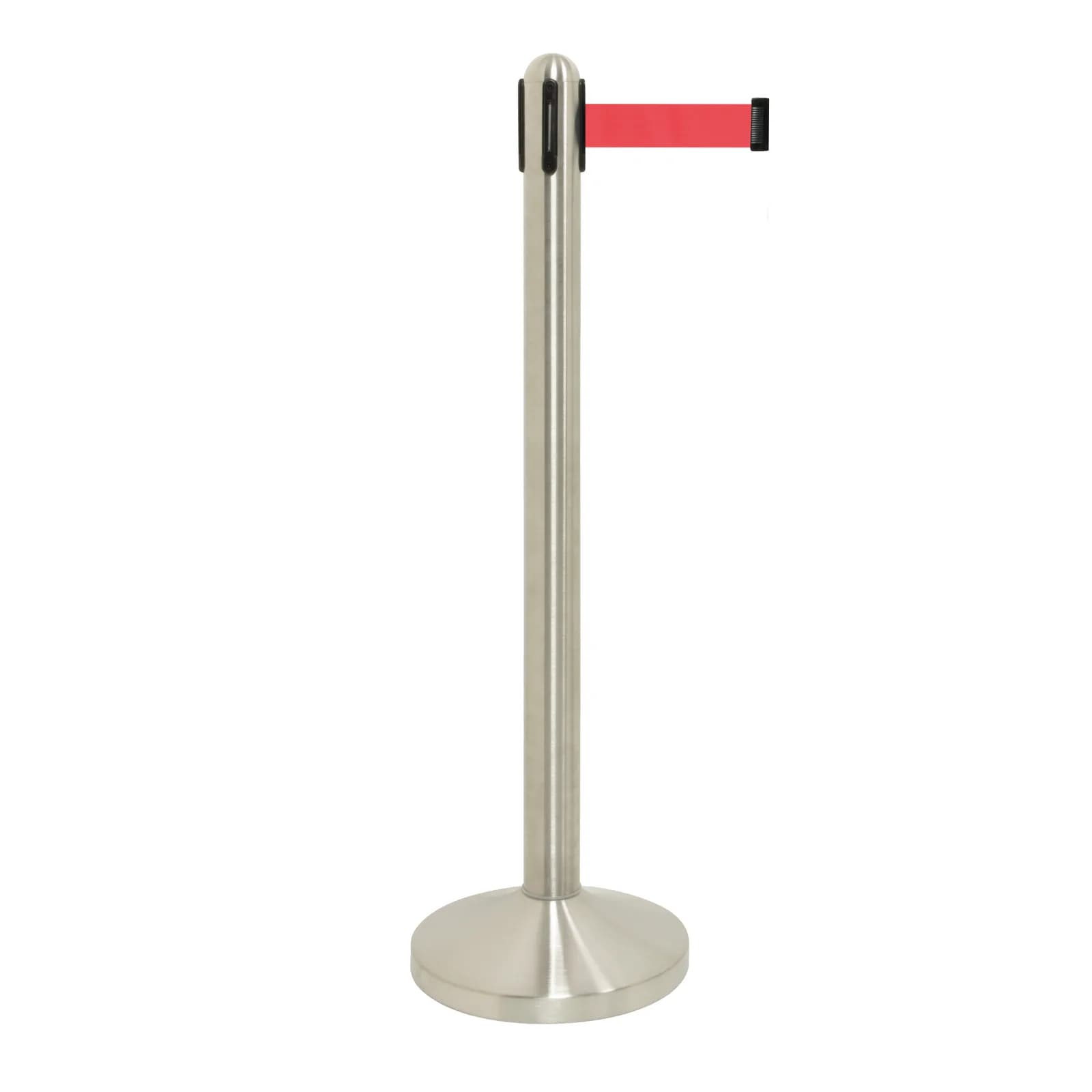 Securit® Set Ausziehbares Absperrseil Rot + Sockel - Edelstahl - 100cm (Seil 210cm)