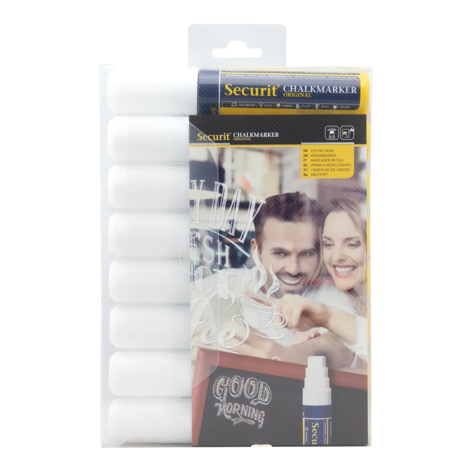 Securit® Flüssigkreidemarker weiß 8er Set - groß 7-15 mm