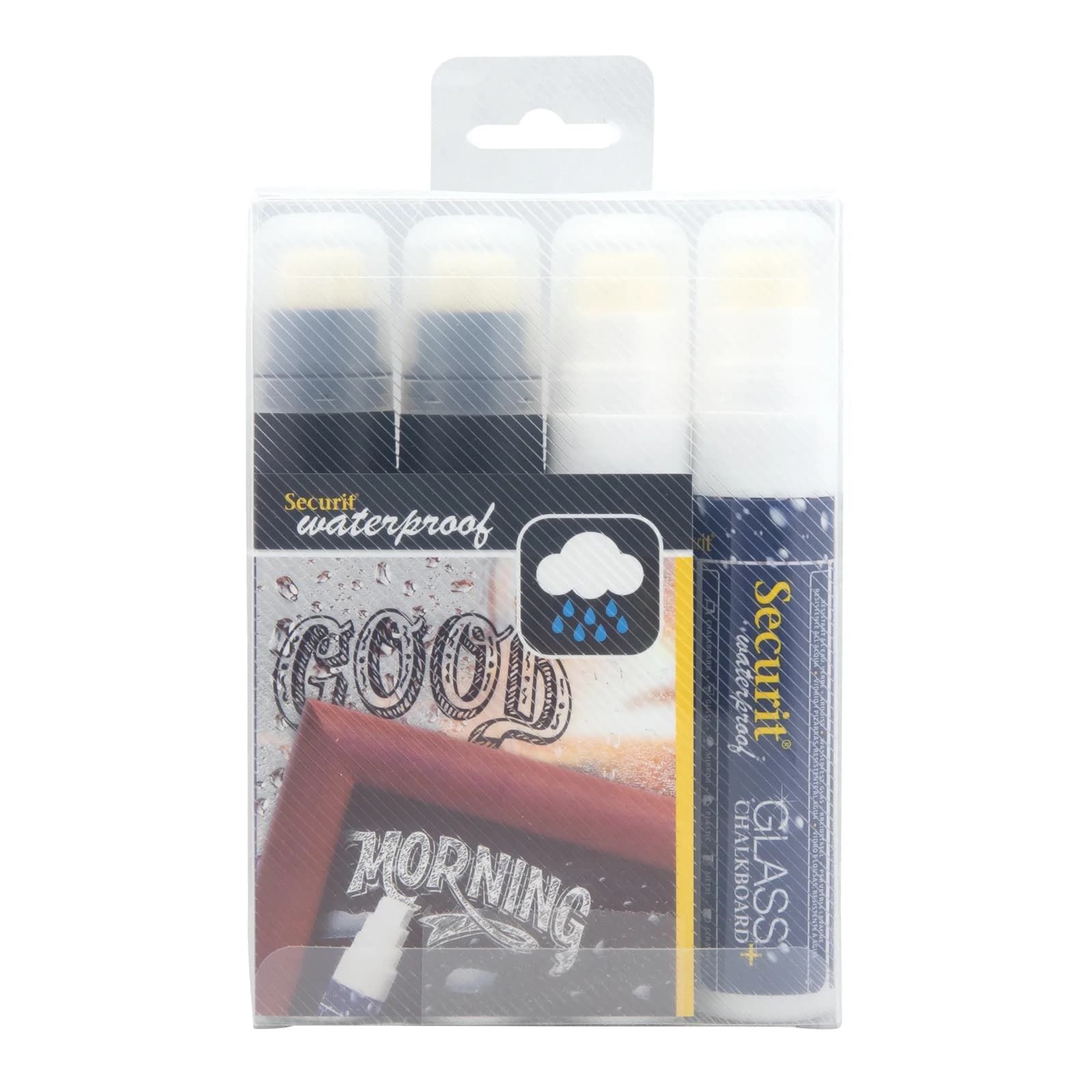Securit® Wasserfeste Kreidemarker Schwarz & Weiß, 4er Set - Keilspitze 7-15 mm