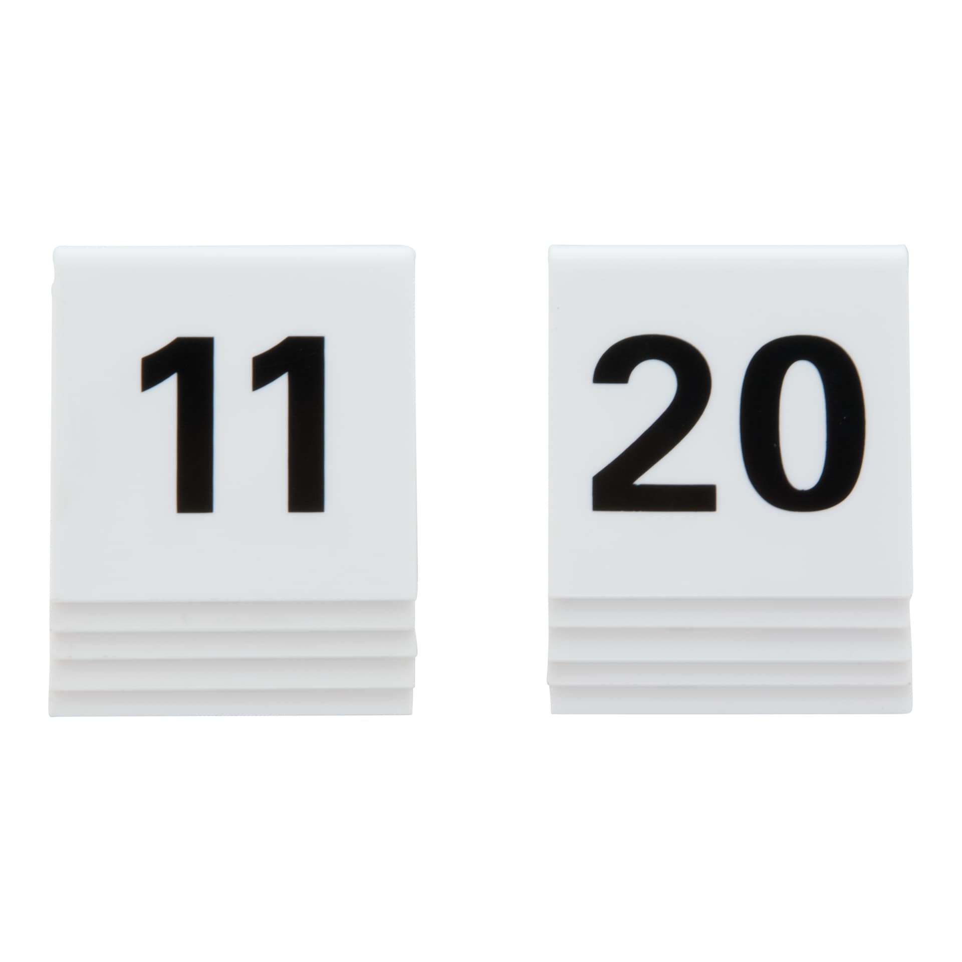 Securit® Lot de 10 Numéros de table de 11-20 - Acrylique blanc avec chiffres noirs