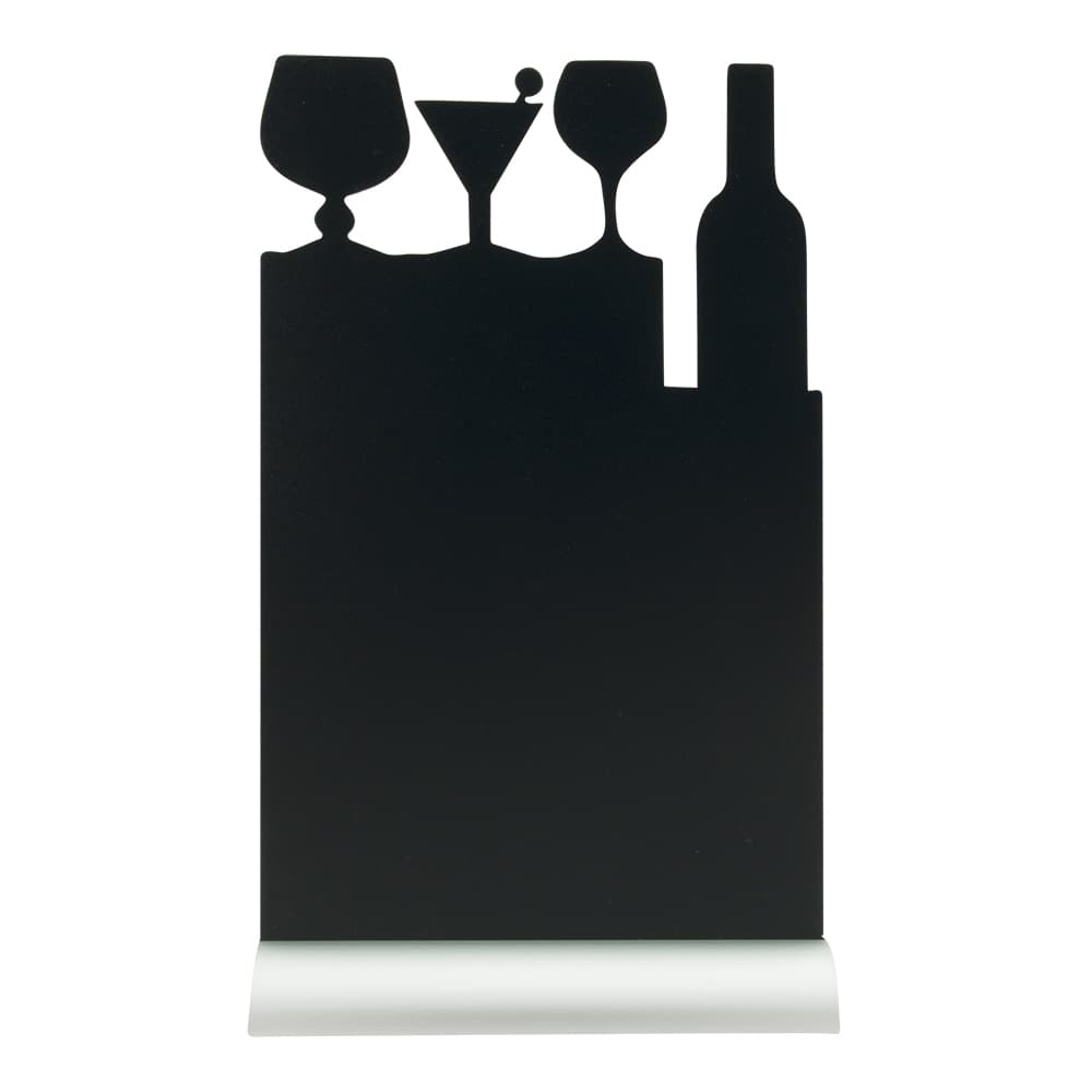 Securit® Ardoise de table - Silhouette Cocktail - Socle en aluminium - Feutre-craie inclus