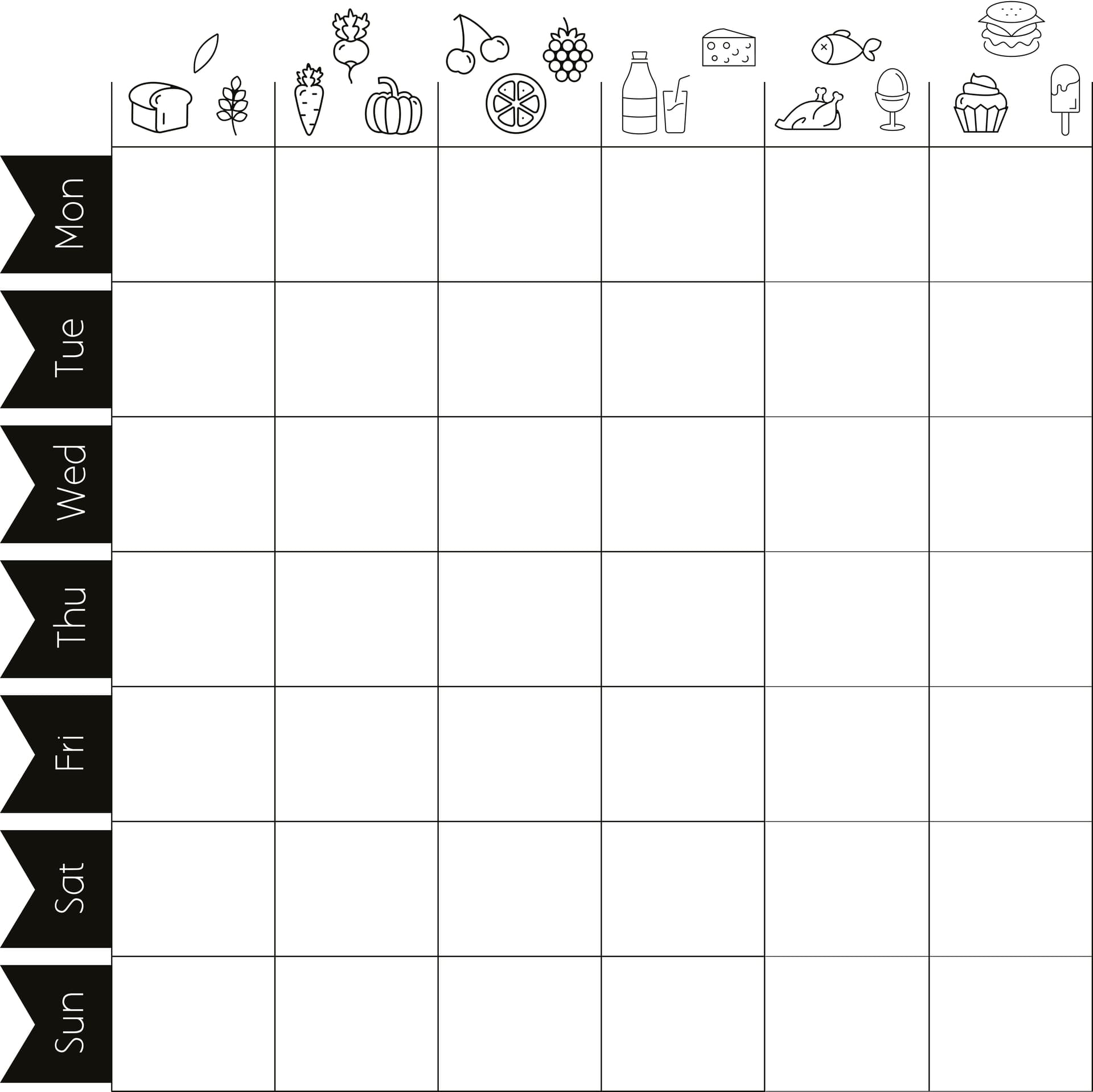 Securit® Lot de 3 Pochoirs pour Fenêtre A2 - Thème Tableau Alimentaire - Feutre-craie inclus