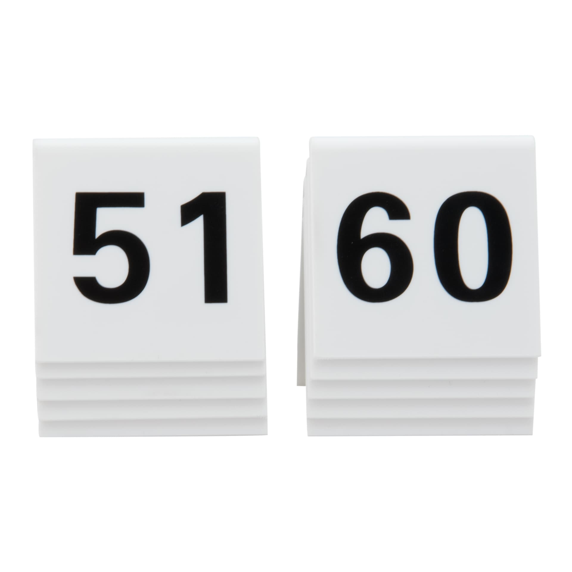 Securit® Lot de 10 Numéros de table de 51-60 - Acrylique blanc avec chiffres noirs