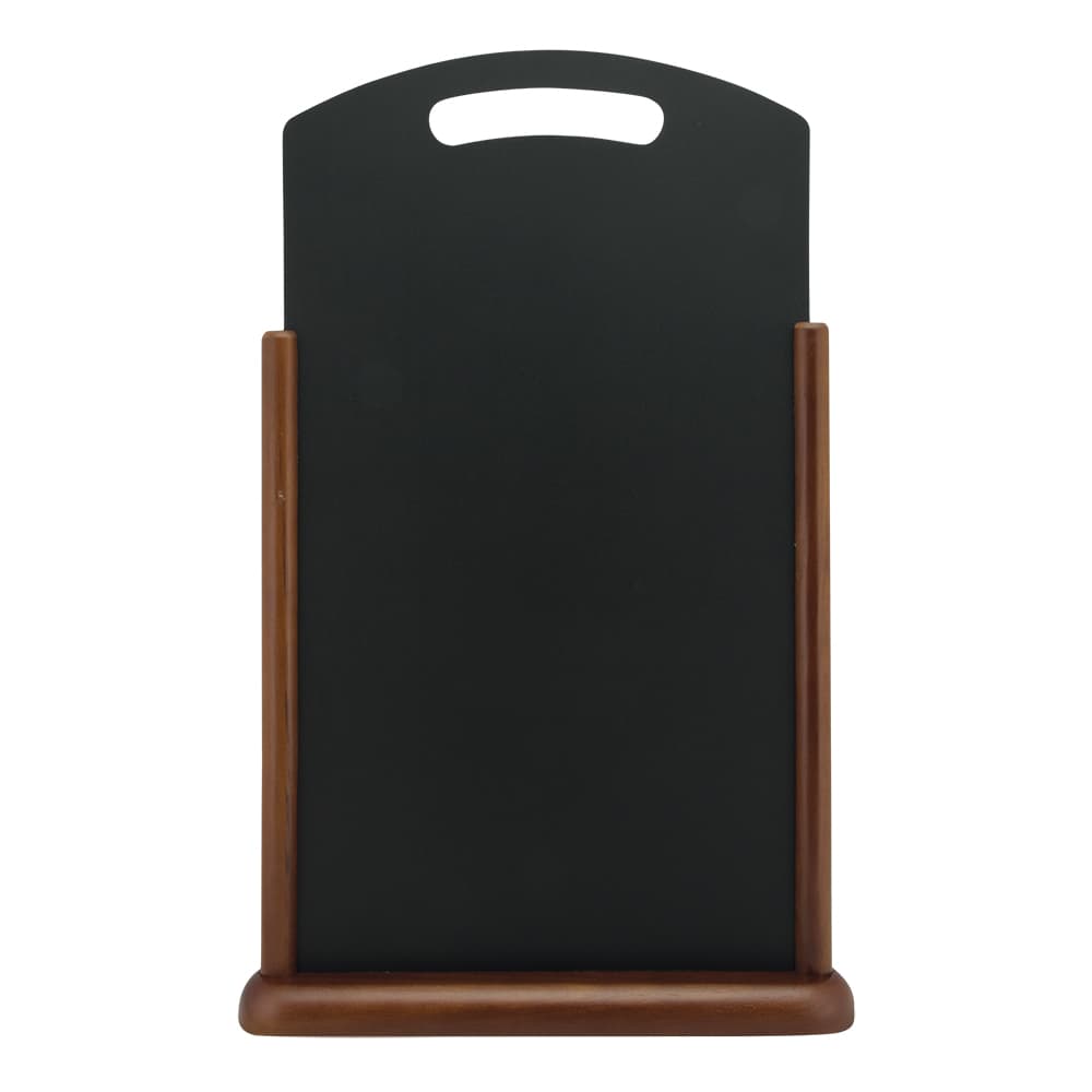 Securit® Ardoise de table "Handle" à poignée - Socle en bois finition marron foncé laqué - 35x53cm