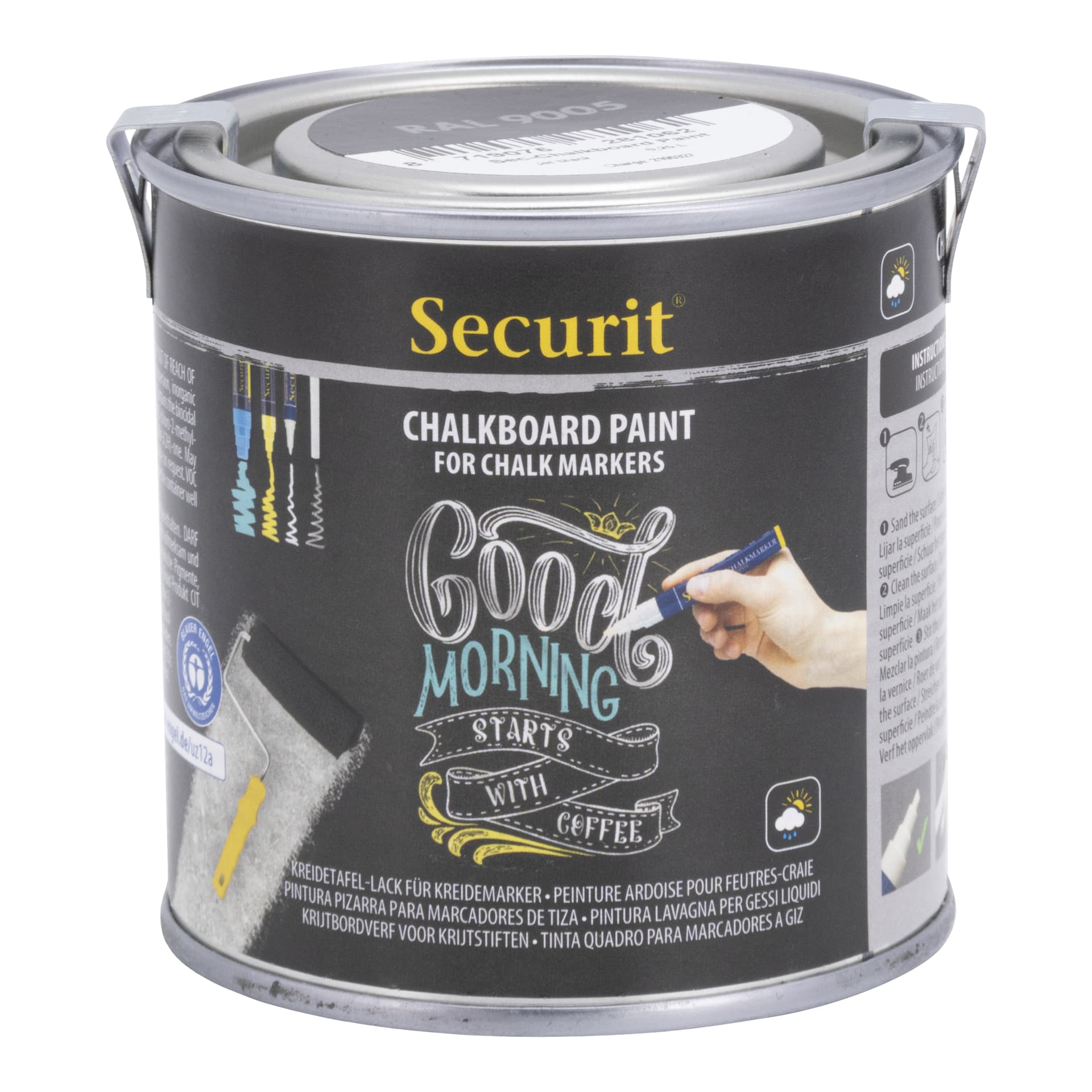 Securit® Pot de peinture acrylique pour ardoise à base d'eau - Noir - 250mL