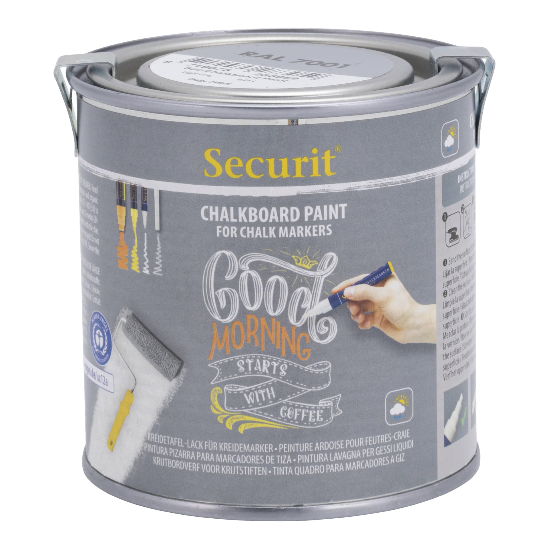 Securit® Pot de peinture acrylique pour ardoise à base d'eau - Gris - 250ml