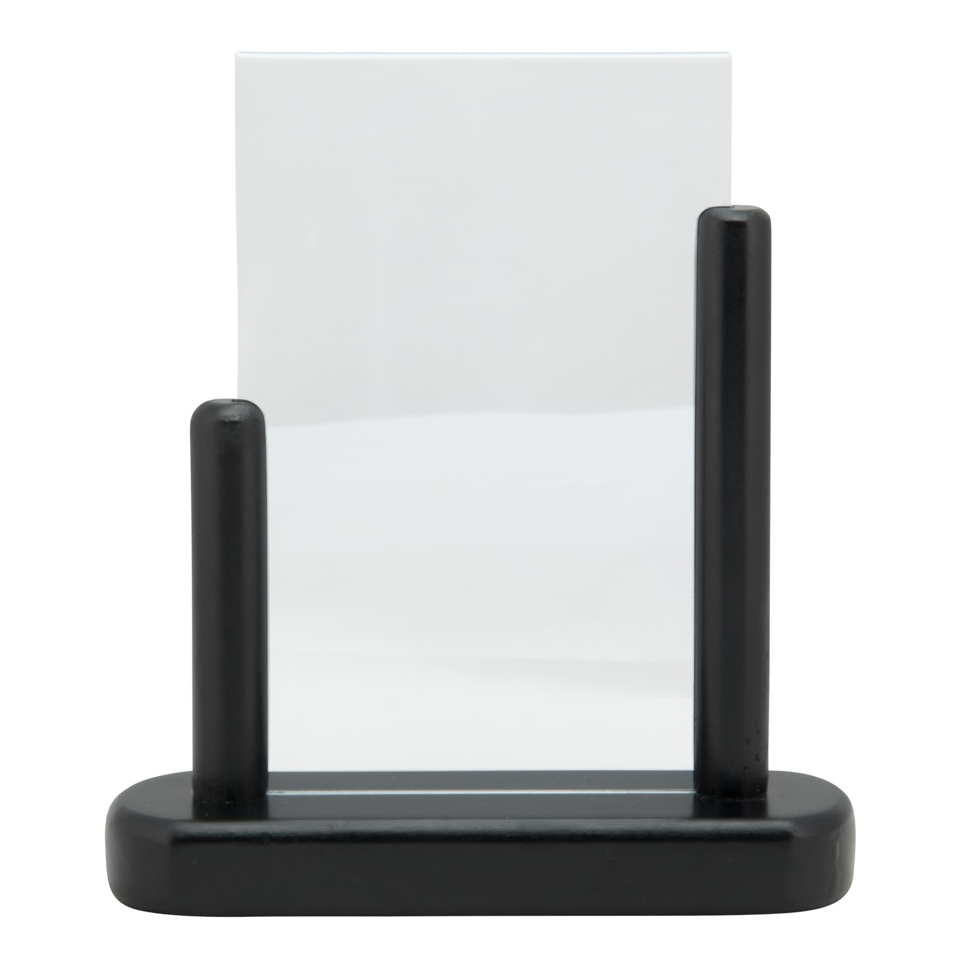 Securit® Porte‑affiche transparent A6 - Vertical - Acrylique - Socle en bois finition hêtre laqué noir - Double-face