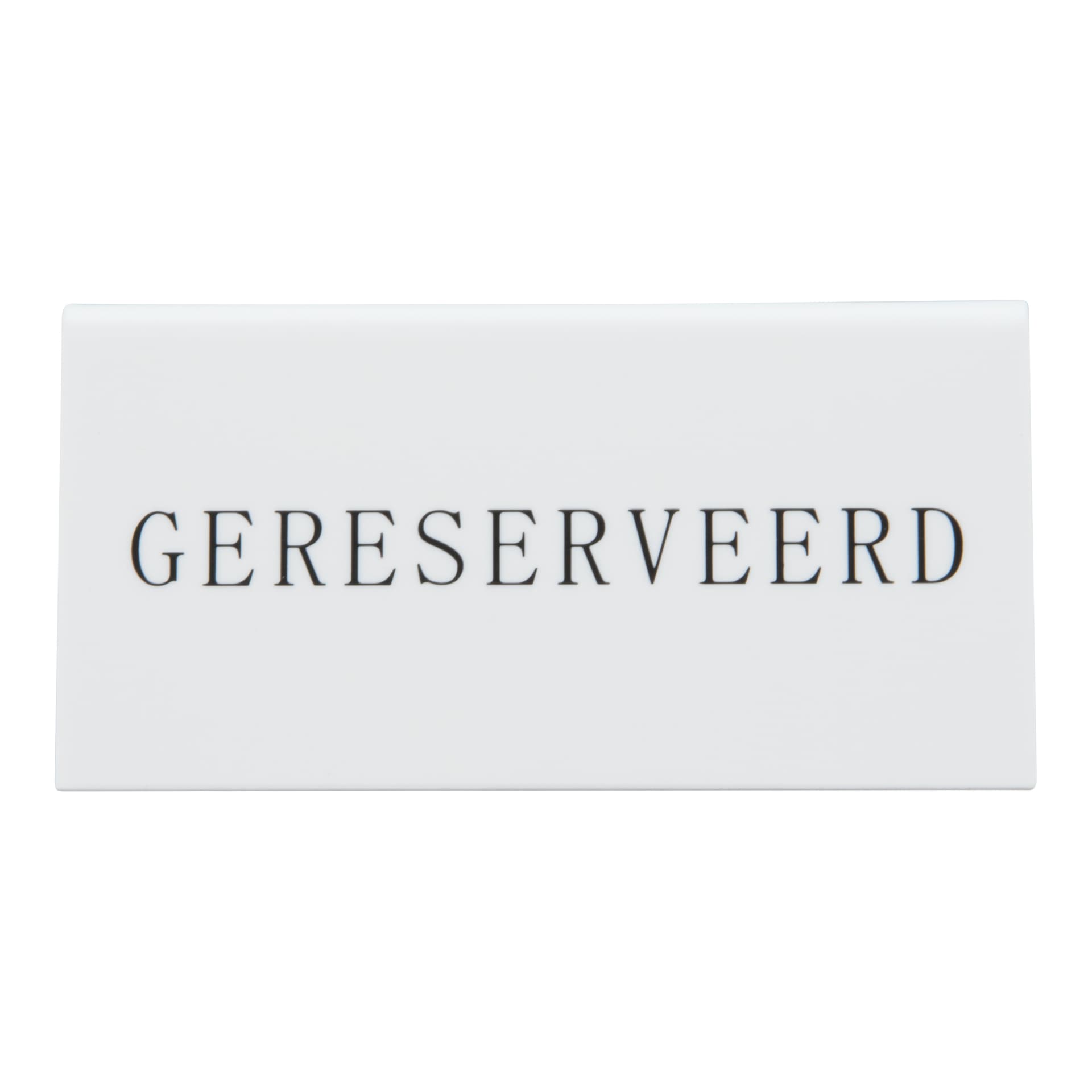 Securit® Lot de 5 Chevalets réservation de table "Gereserveerd" (Néerlandais) - Acrylique blanc avec lettres noirs