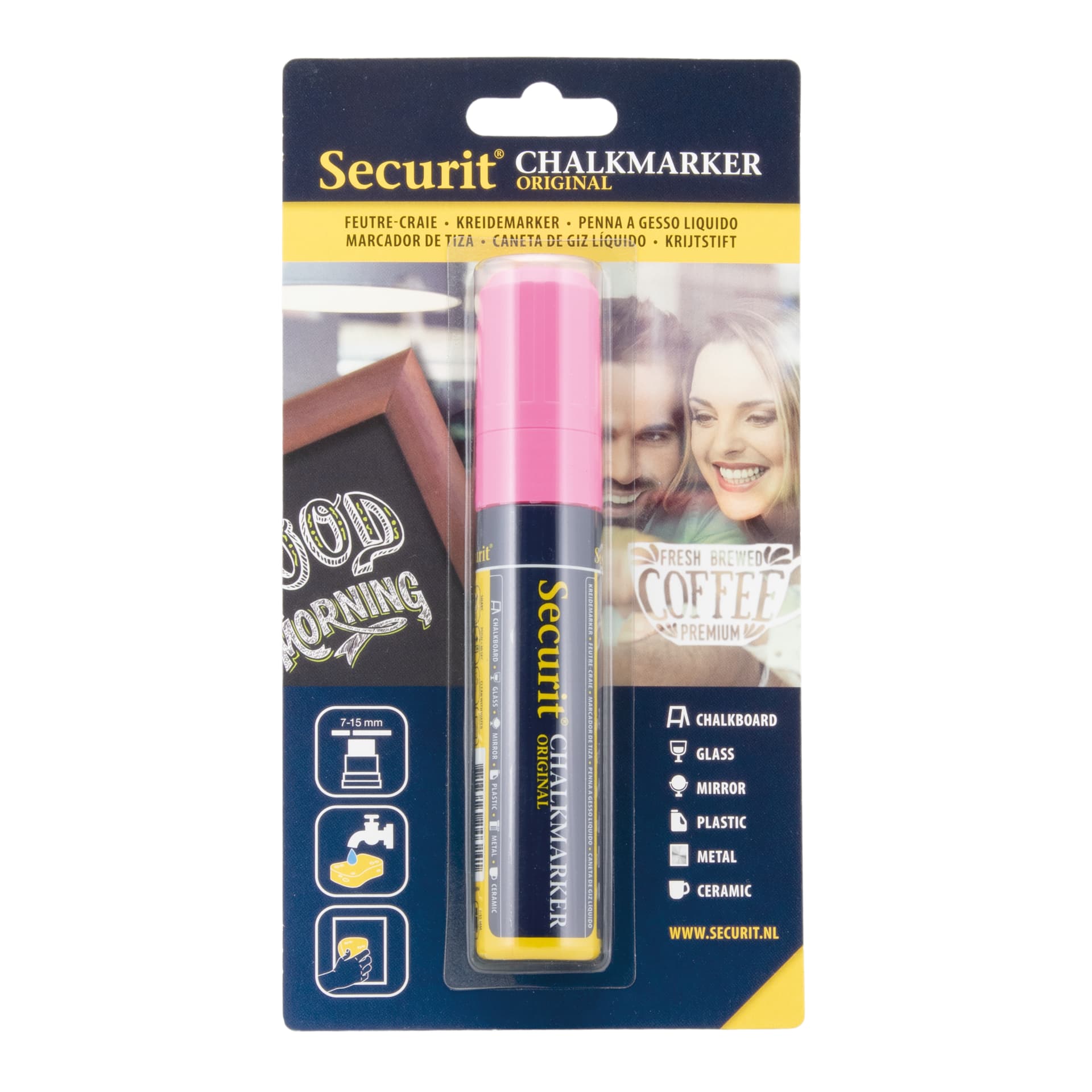 Securit® Pennarello gessetto a inchiostro liquido 7-15mm rosa