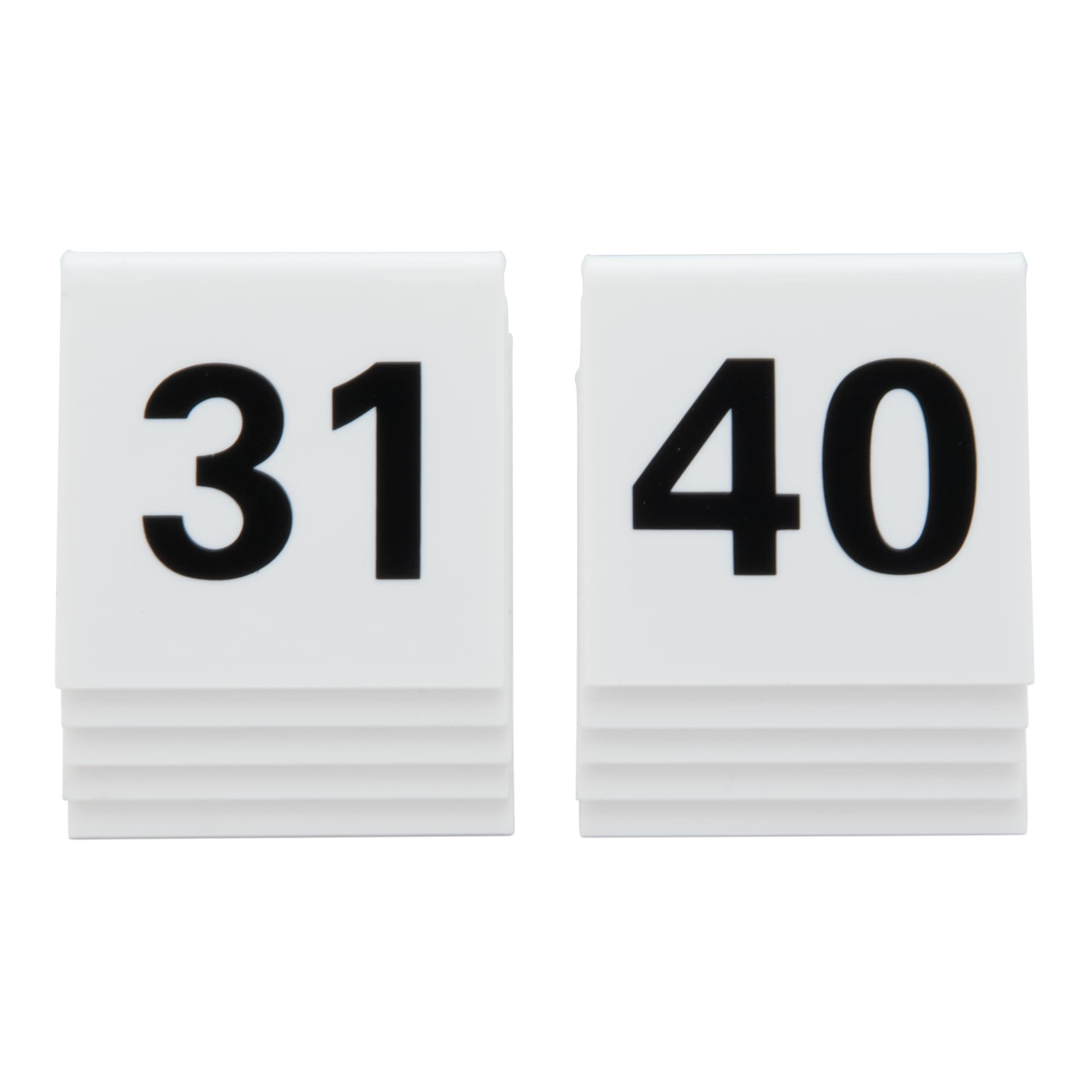 Securit® Lot de 10 Numéros de table de 31-40 - Acrylique blanc avec chiffres noirs