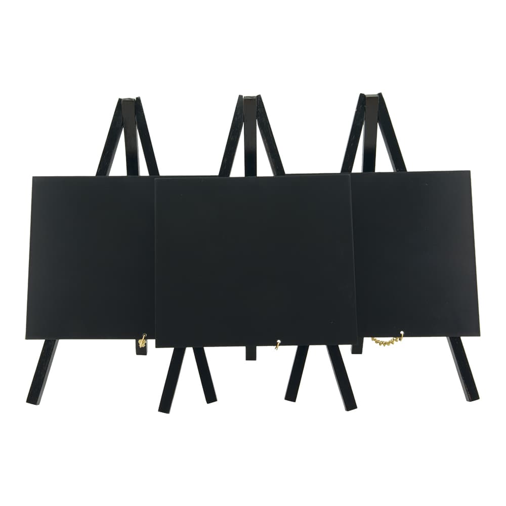 Securit® Lot de 3 Mini Ardoises de table sur chevalets - Bois finition noir laqué