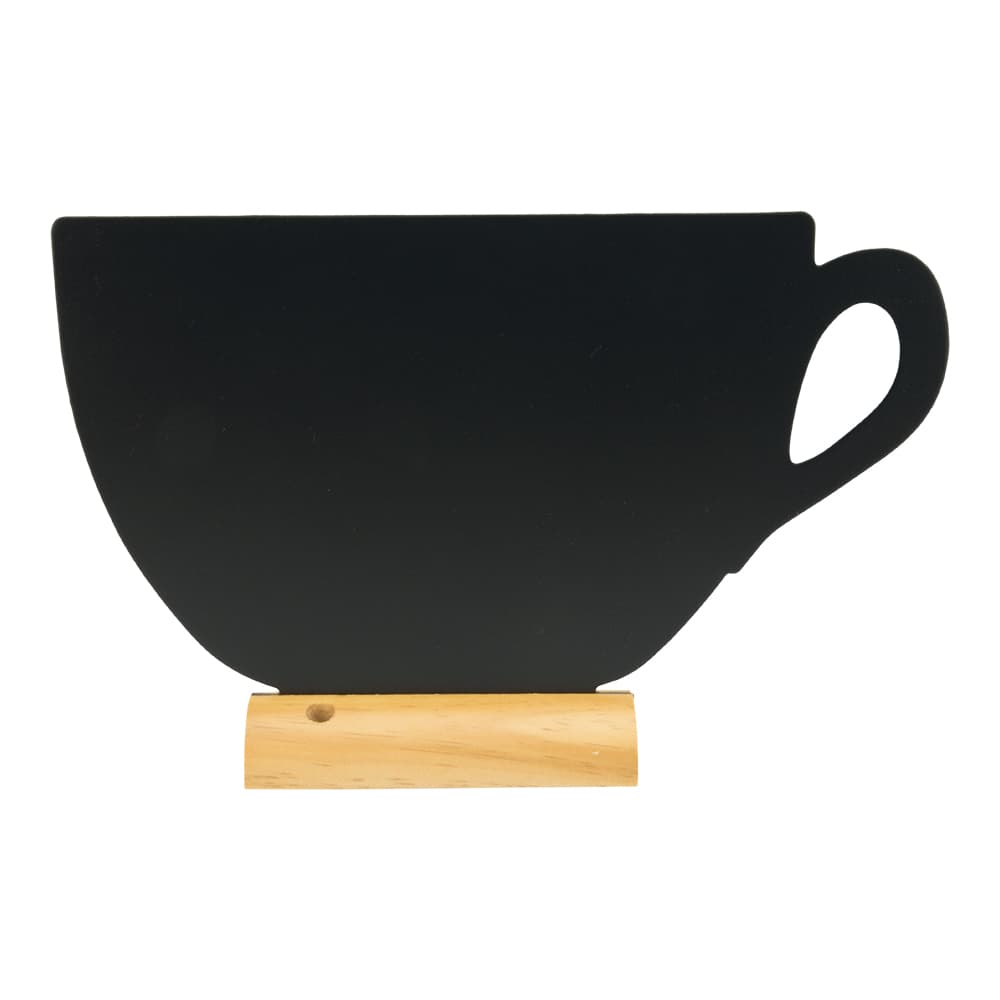 Securit® Ardoise de table - Silhouette Tasse - Socle en bois - Feutre-craie inclus