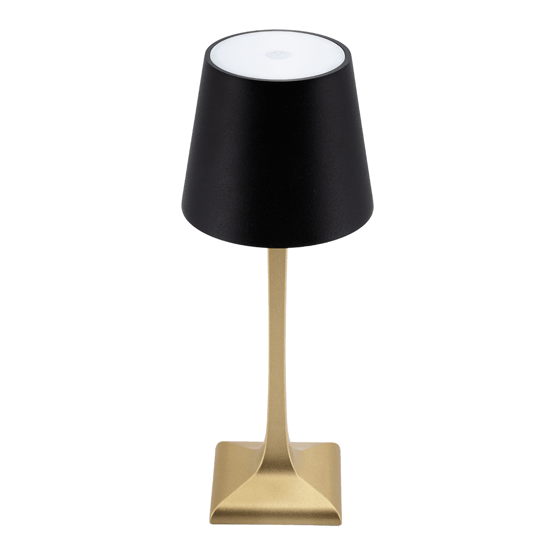 Securit® Lampe de table LED sans fil "Rome" - Noir/Doré - Intérieur/Extérieur - Câble magnétique inclus