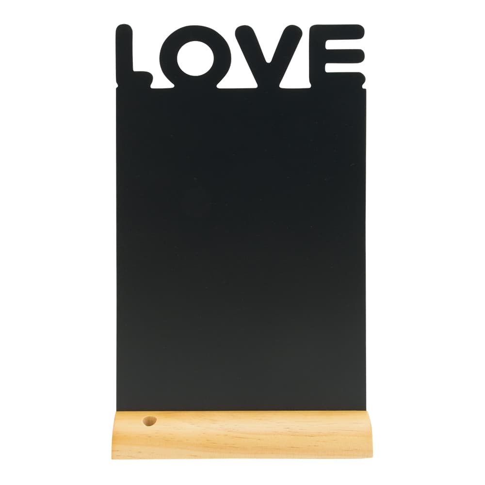 Securit® Ardoise de table - Silhouette "Love" - Socle en bois - Feutre-craie inclus