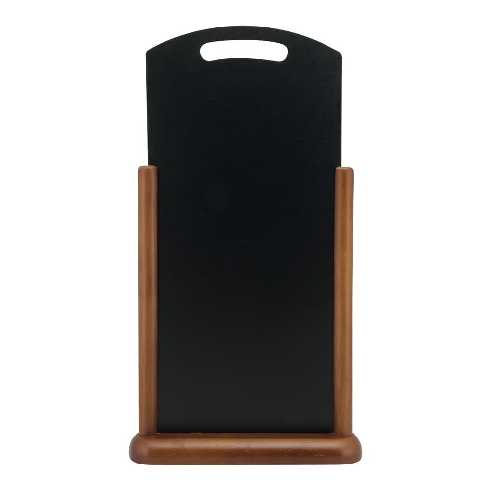 Securit® Ardoise de table "Handle" à poignée - Socle en bois finition marron foncé laqué - 26x46,5cm