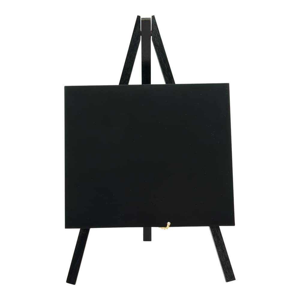Securit® Mini Ardoise de table sur chevalet - Bois finition noir laqué - Feutre-craie inclus